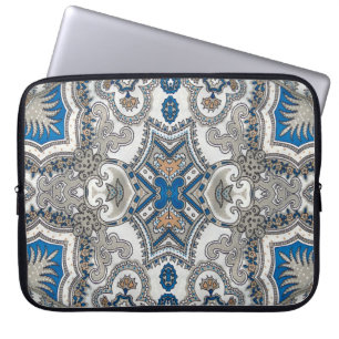 Beautiful white and blue arabesque, islamic patter laptop sleeve