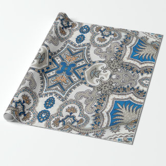 Beautiful white and blue arabesque, islamic patter wrapping paper