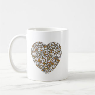 Beautiful White and Gold Marble Texture heart Coffee Mug