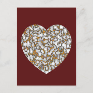 Beautiful White and Gold Marble Texture heart Postcard