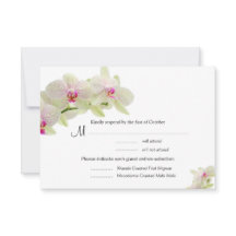 Beautiful White and Hot Pink Orchids RSVP Cards