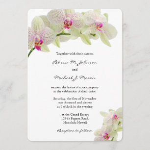 Beautiful White and Hot Pink Orchids Wedding Invitation
