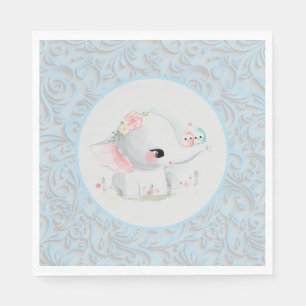 Beautiful White Baby Boy Elephant Napkin