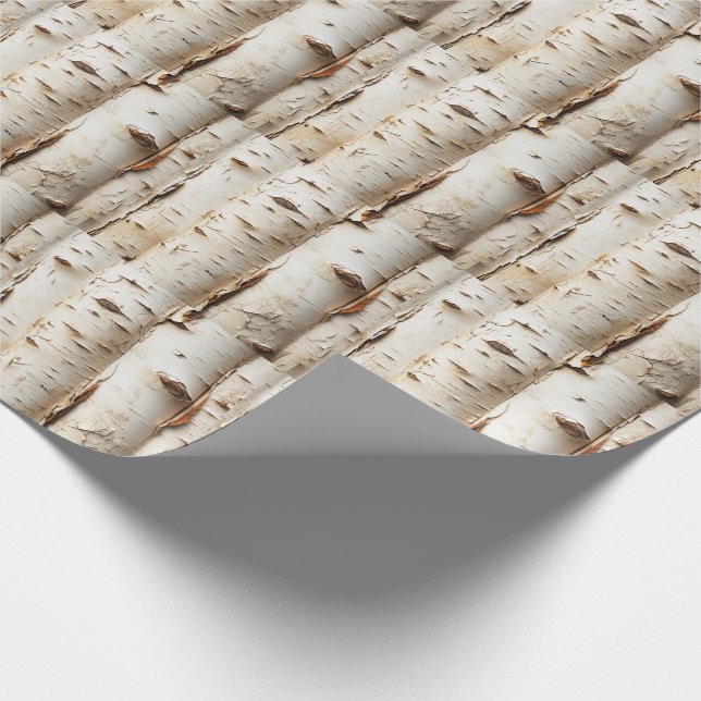 Beautiful White Birch Tree Logs Wrapping Paper (Corner)