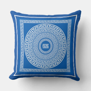 Beautiful White Borders on Grey Blue Background   Throw Pillow