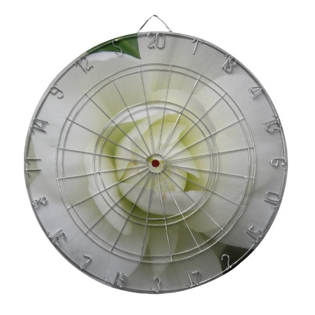 Beautiful White Carnation Dart Board (Front)