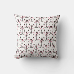 Beautiful White Cat Face Cartoon Pattern Throw Pillow