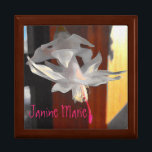 Beautiful White Christmas Cactus Flower Photograph Gift Box<br><div class="desc">The gift box cover tile features my close-up photograph of a white Christmas cactus flower. The photograph was run through a digital brushstroke filter. Fill in the template field,  remove the text or click customize to select a font style,  size,  and colour you like. Great gift idea!</div>