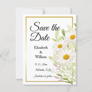 Beautiful White Daisies Save the Date Postcard