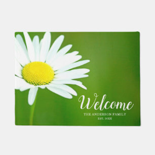 Beautiful White Daisy Personalized Doormat
