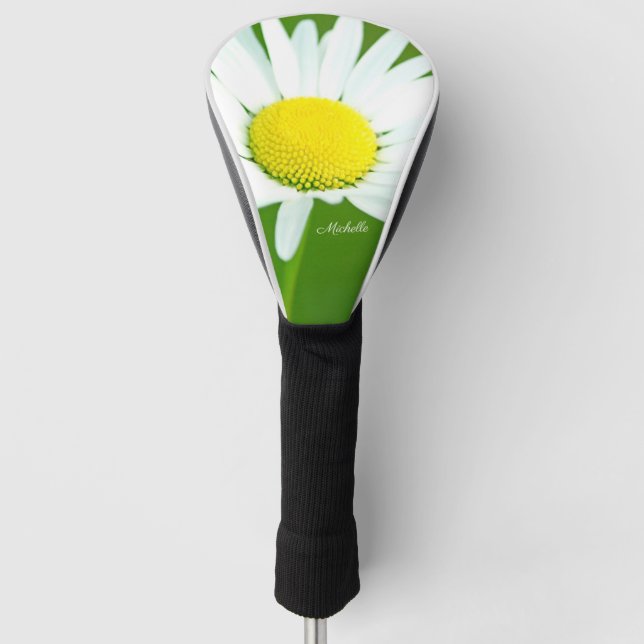 Beautiful White Daisy Personalized Golf Head Cover (Front)