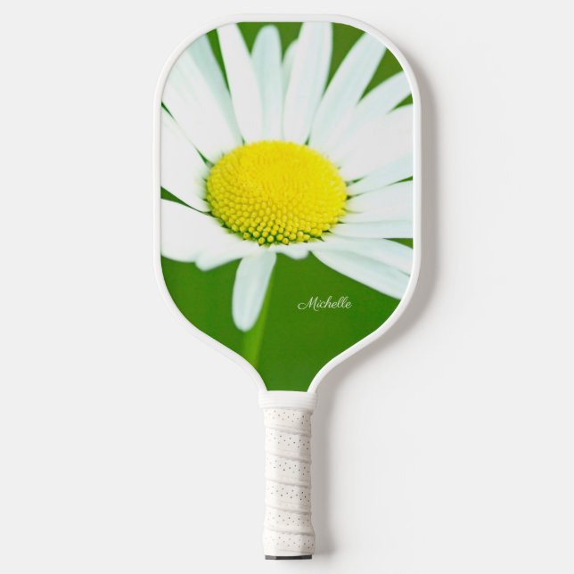 Beautiful White Daisy Personalized Pickleball Paddle (Front)