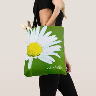 Beautiful White Daisy Personalized Tote Bag