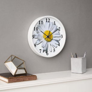 Beautiful White Daisy Wall Clock! Clock