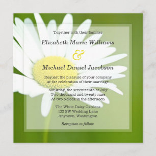 Beautiful White Daisy Wedding Invitations