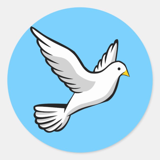 Beautiful white dove animation illustration classic round sticker (Front)