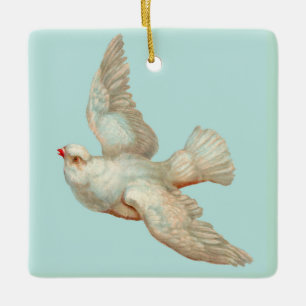 beautiful white dove ceramic ornament