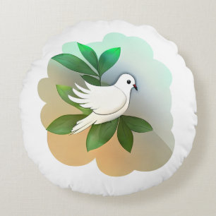 Beautiful White Dove  Round Pillow
