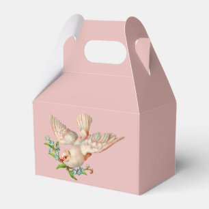 beautiful white dove with sprig in its mouth favor box
