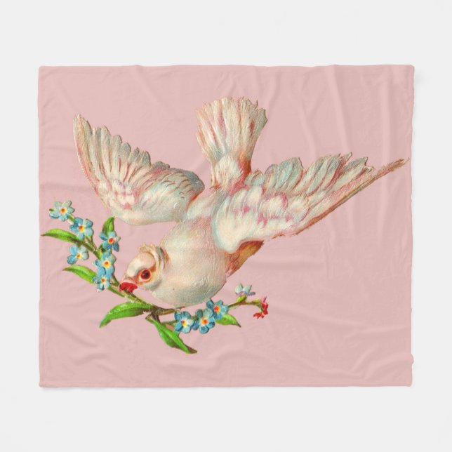 beautiful white dove with sprig in its mouth  fleece blanket (Front (Horizontal))
