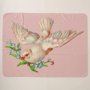 beautiful white dove with sprig in its mouth sherpa blanket