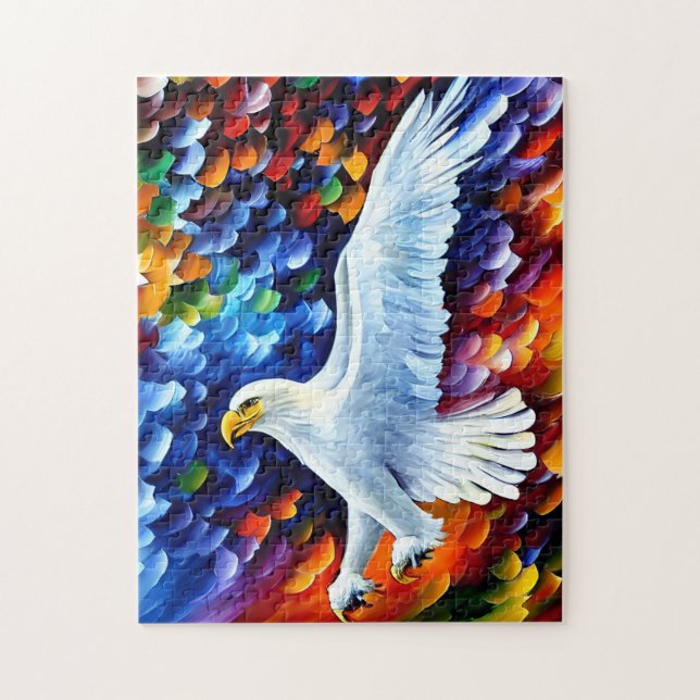 Beautiful White Eagle in Flight Painting  Poster Jigsaw Puzzle (Vertical)