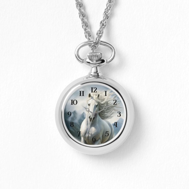 Beautiful White Equestrian Horse Watch (Front)