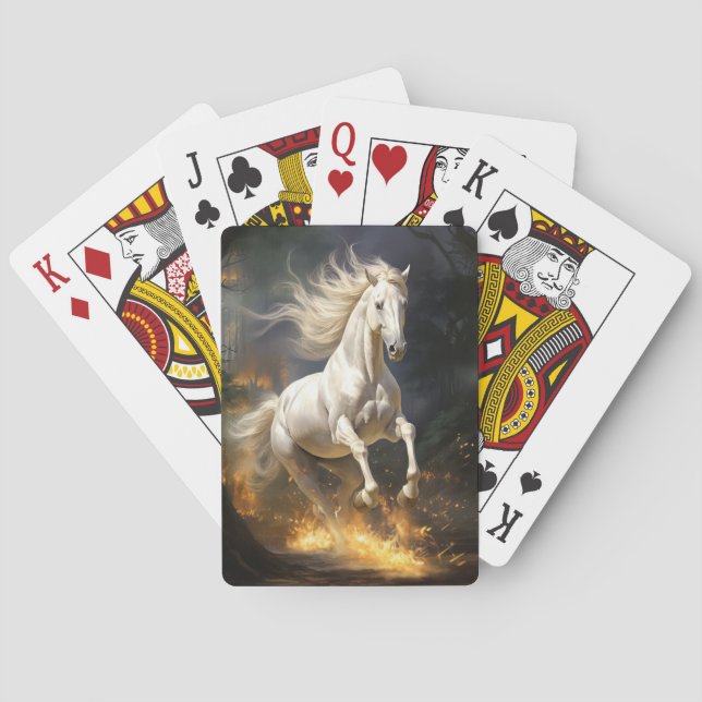 Beautiful White Equestrian  Playing Cards (Back)
