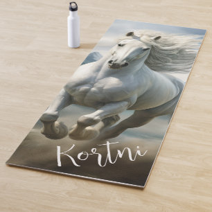 Beautiful White Equestrian Yoga Mat