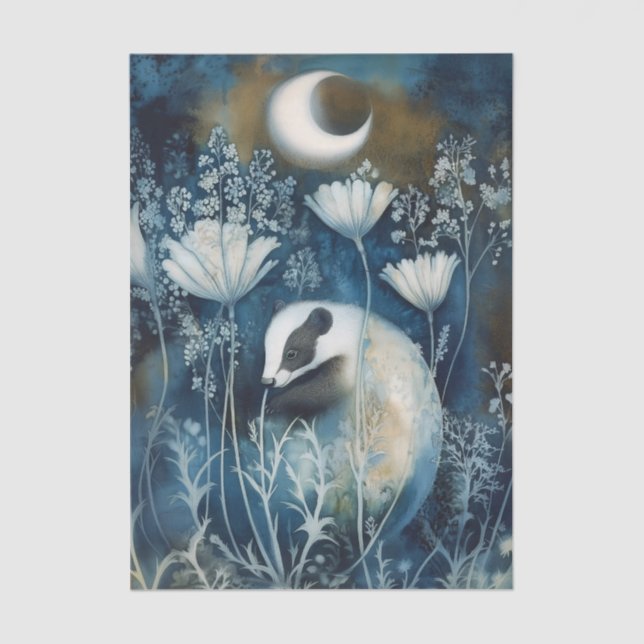 Beautiful White Ferret Cyanotype Printing Tissue Paper (Front)