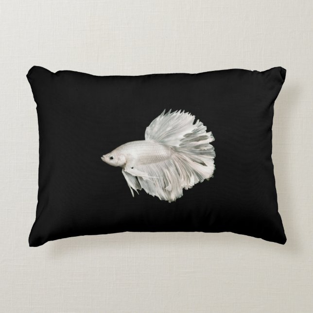 Beautiful white fish accent pillow (Front)