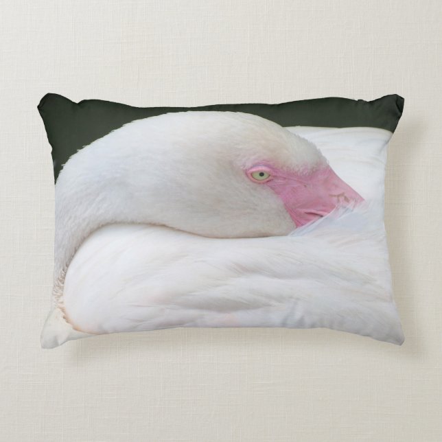 Beautiful White Flamingo Accent Pillow (Front)