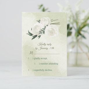 beautiful white floral greenery RSVP card