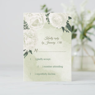 beautiful white floral greenery RSVP card
