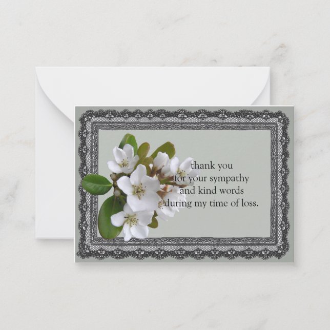 Beautiful White Flower After Funeral Thank You Card (Front)