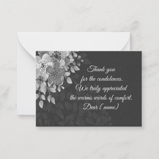 Beautiful White Flowers After Funeral thank You Card (Front)