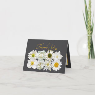 Beautiful White Flowers Floral Bouquet Thank You Card
