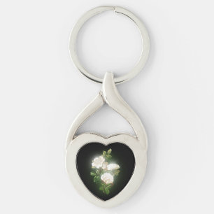 Beautiful White Flowers Glow Style Keychain