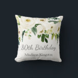 Beautiful White Flowers Womans 80th Birthday Gift Throw Pillow<br><div class="desc">Beautiful White Flowers Womans 80th Birthday Gift Party Gift Pillow Cushion

See matching collection in Niche and Nest Store</div>