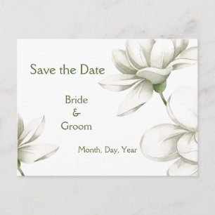 Beautiful White Garden Flower Save the Date Announcement Postcard