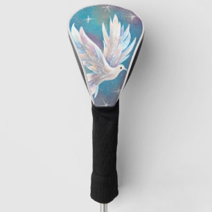 Beautiful White Glitter Peace Dove Golf Head Cover