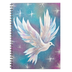 Beautiful White Glitter Peace Dove Notebook