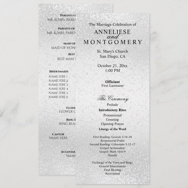 Beautiful White Glitter  -  Program (Front/Back)