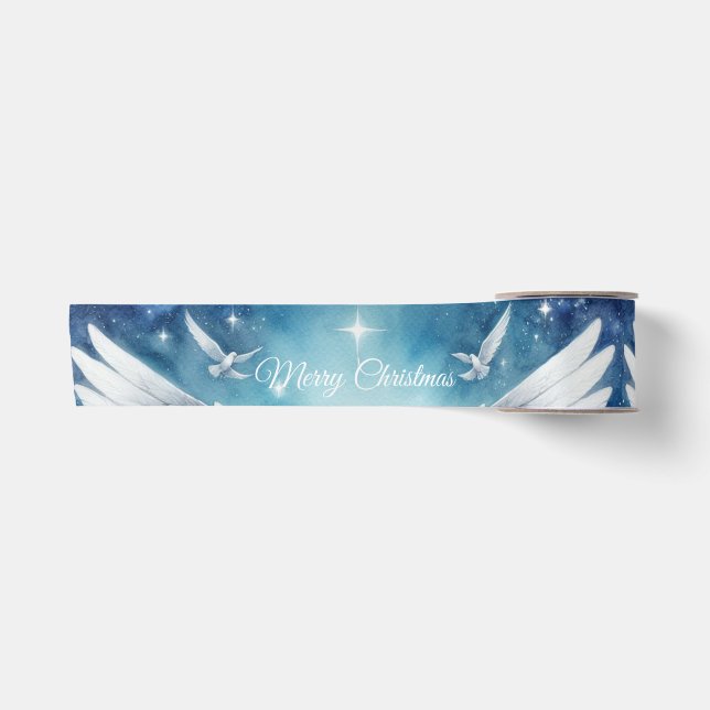 Beautiful White Guardian Angel Satin Ribbon (Front)