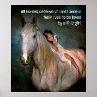 Beautiful White Horse and Little Girl  