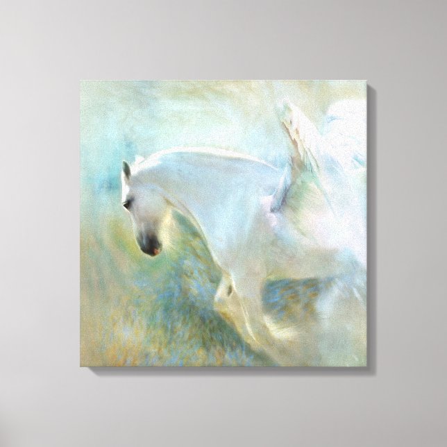 BEAUTIFUL WHITE HORSE ANGEL.  POETIC ANGEL HORSE CANVAS PRINT (Front)