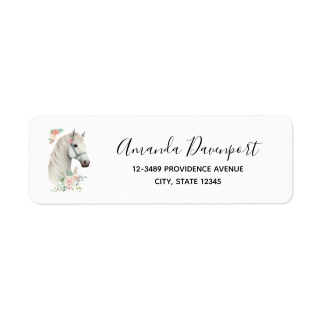 Beautiful White Horse Boho Floral (Front)
