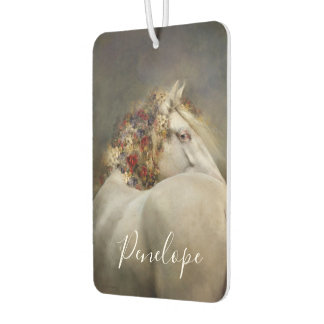 Beautiful White Horse Boho Monogram Name Air Freshener