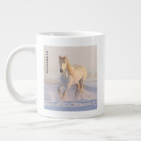 Beautiful White Horse Galloping in the Snow