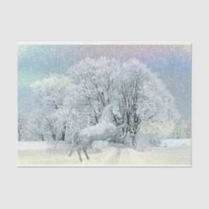 Beautiful White Horse in Snow Tissue Paper